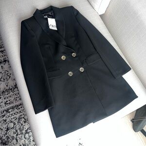 Zara Women's Elegant Black Double-Breasted Blazer